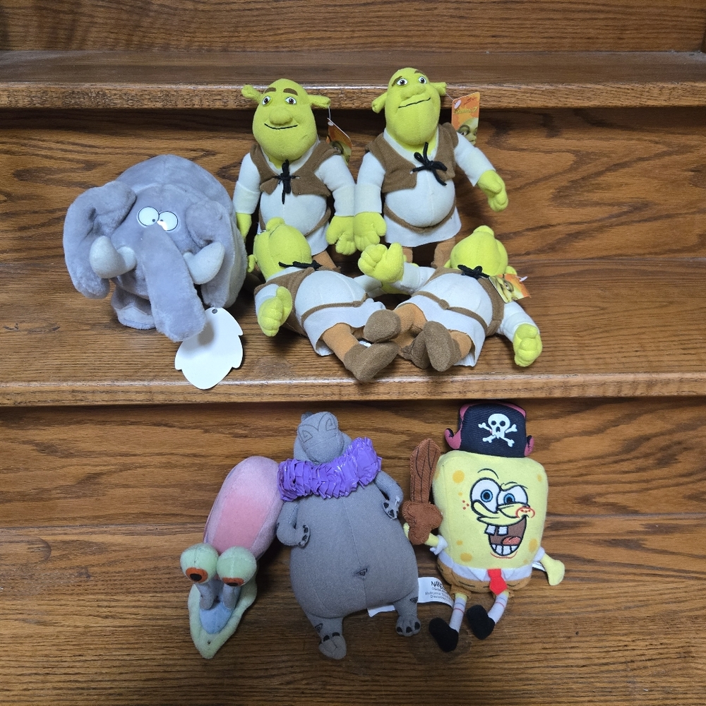 Cuddly Green and Gray Stuffed Animals Collection